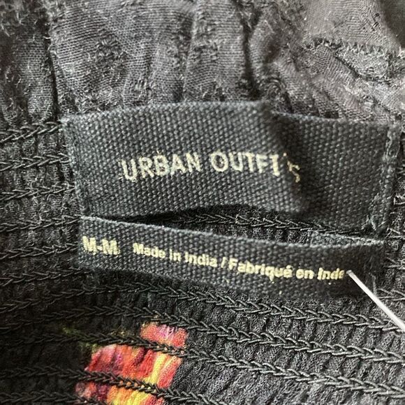 NWT URBAN OUTFITTERS M Black Lagenlook Floral Smocked Long Sleeve Mini Dress - Picture 3 of 11